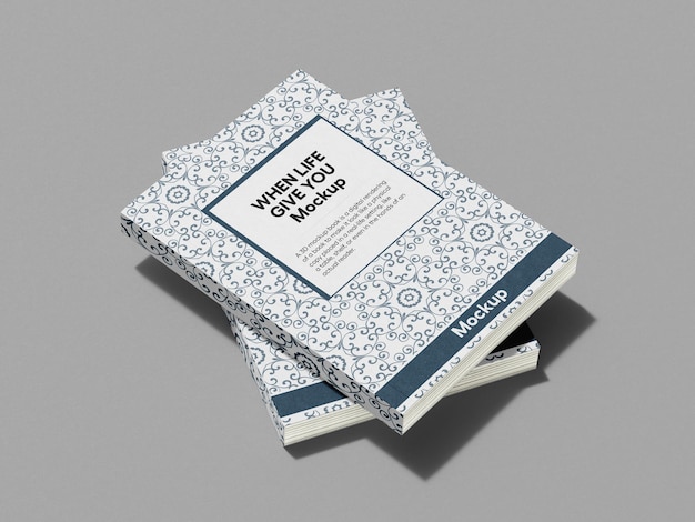 una maqueta de libro en fondo gris