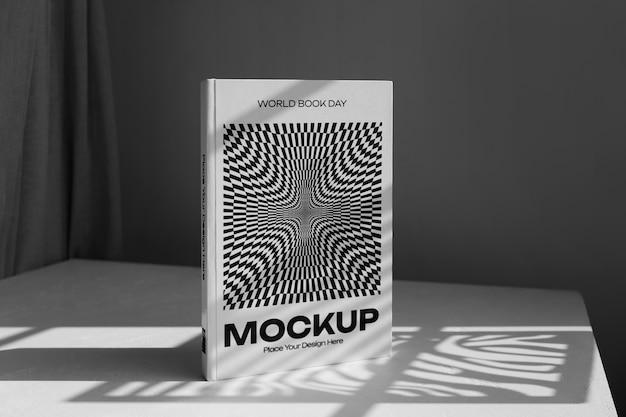 Maqueta de libro con luces y sombras