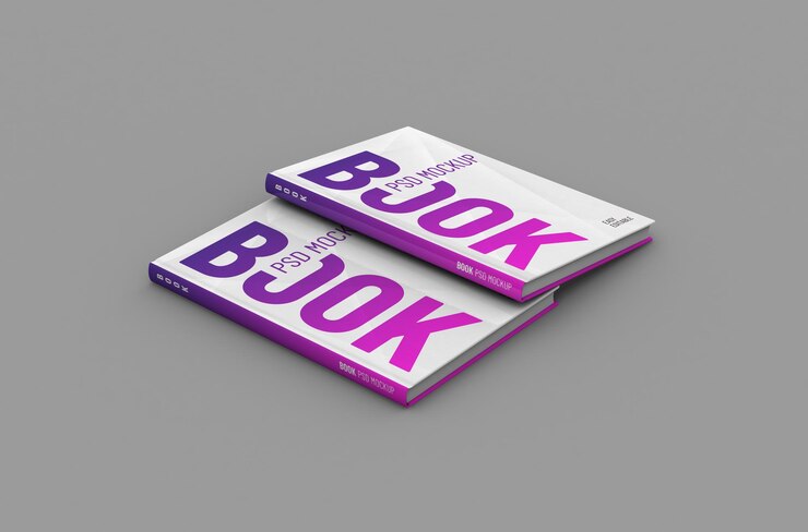 Maqueta de libro de tapa dura fina realista de alta calidad editable sobre un fondo limpio