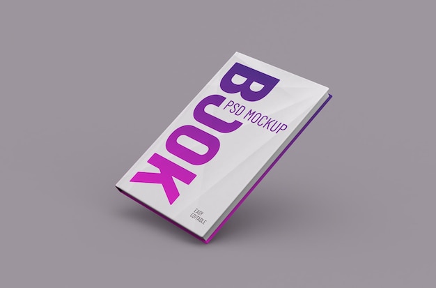 Maqueta de libro de tapa dura fina realista de alta calidad editable sobre un fondo limpio