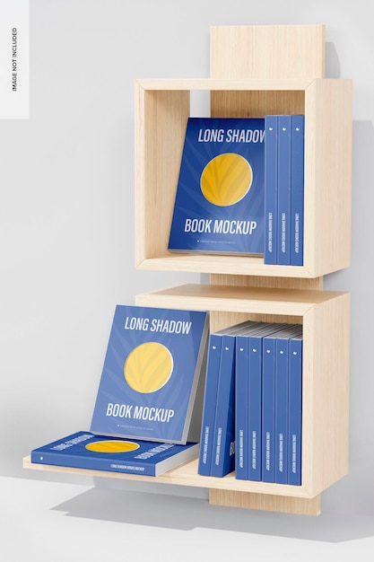Maqueta de libros de sombras largas, en estantería