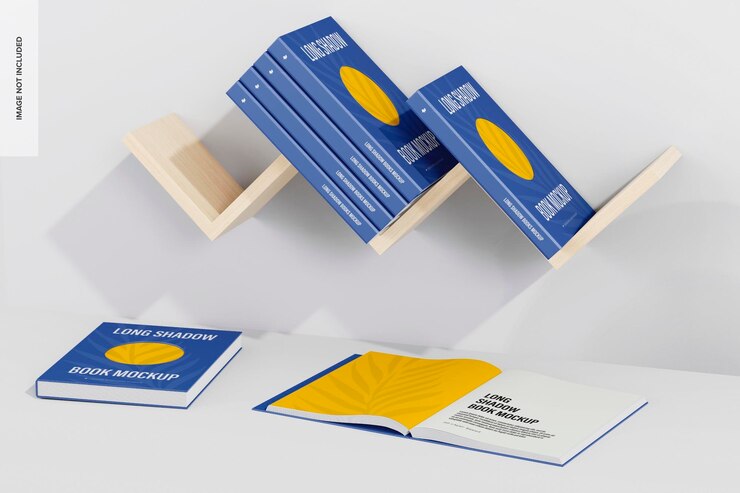 PSD maqueta de libros de sombras largas