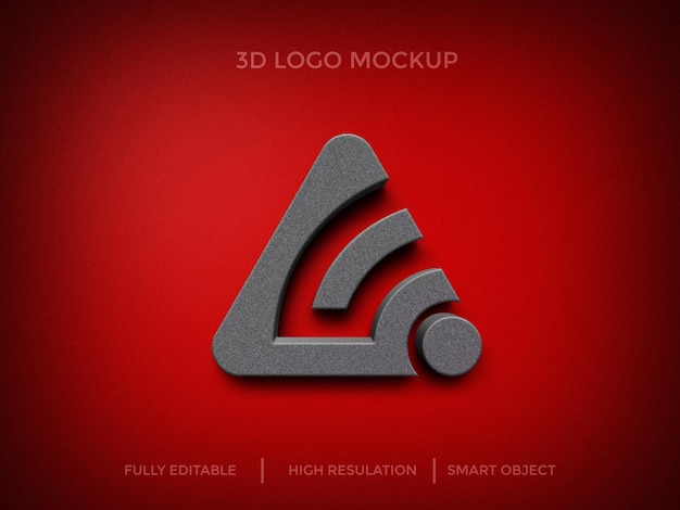 PSD maqueta de logo 3d con efecto oscuro