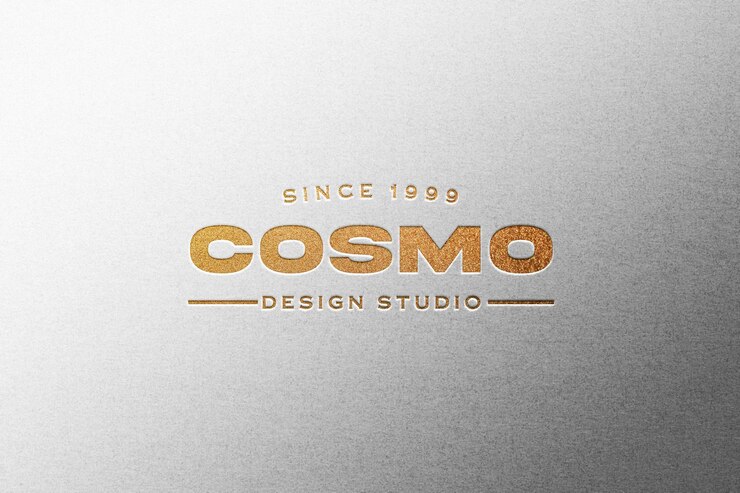 Maqueta de logo dorado en relieve