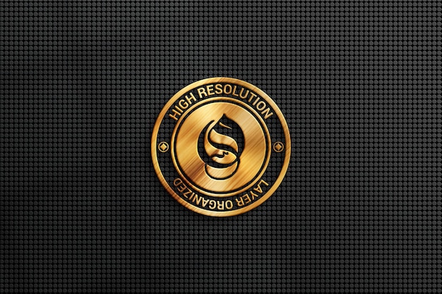 Maqueta de logo elegante con efecto dorado