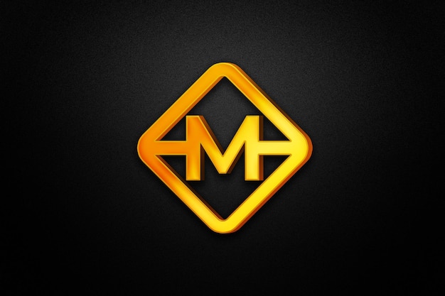 Maqueta de logo elegante en pared negra