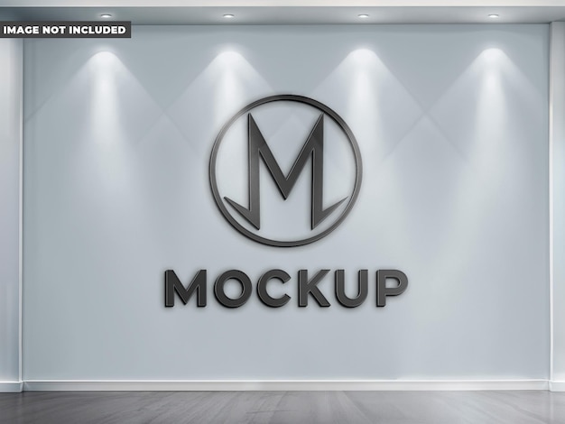 Maqueta de logo en la pared de la oficina