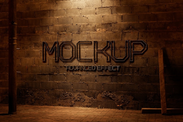 Maqueta de logo en pared oscura