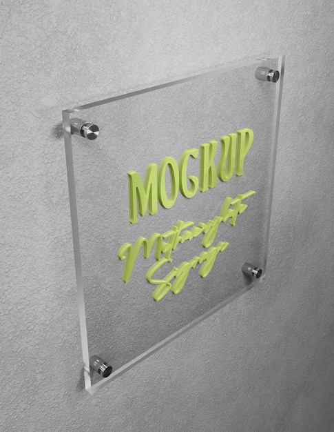 Maqueta logo placa transparente metacrilato
