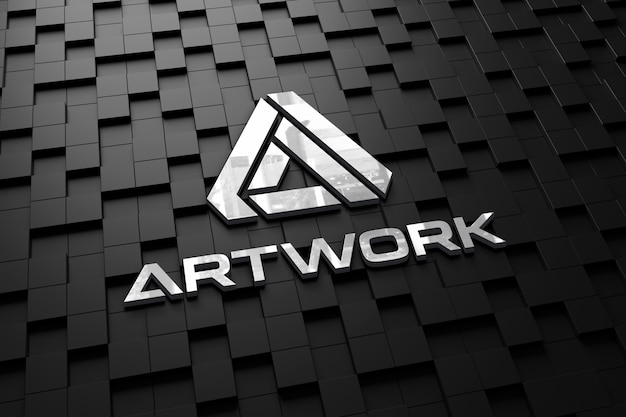 Maqueta de logo realista en una pared oscura