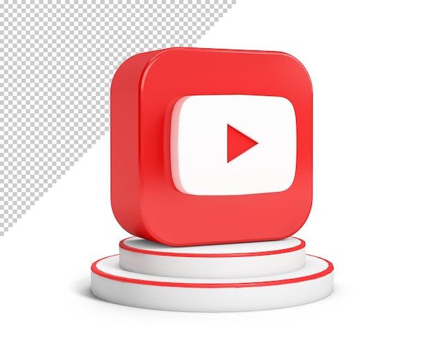 Maqueta de logo de youtube en un podio