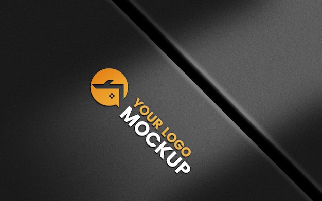 Maqueta de logotipo en 3D en la caja