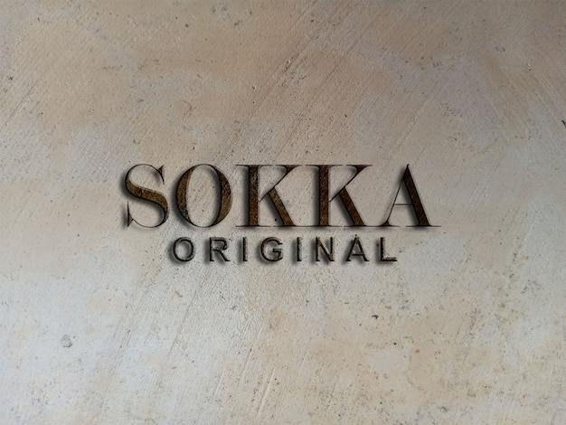 Maqueta de logotipo 3d en la pared