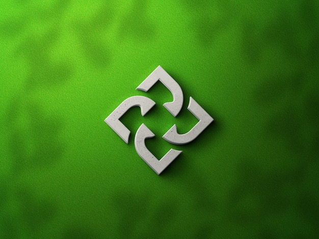 Maqueta de logotipo 3d verde con sombra superpuesta