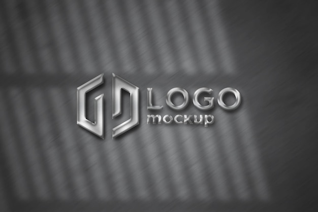 Maqueta de logotipo de acero inoxidable Maqueta de signo 3D