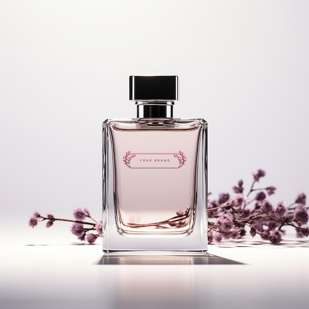 PSD maqueta del logotipo de la botella de perfume