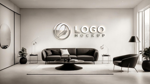 Maqueta de logotipo cromado elegante y moderno de lujo