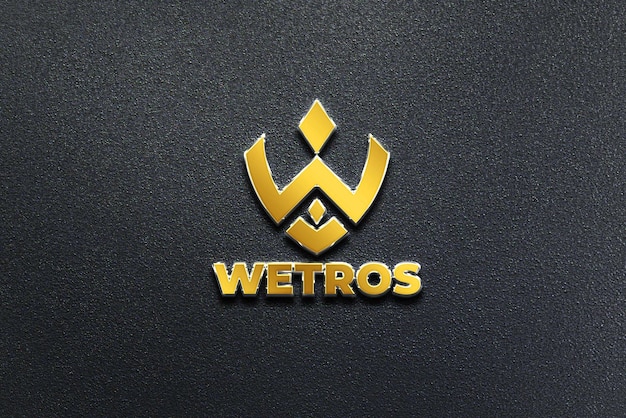 PSD maqueta de logotipo de cromo dorado