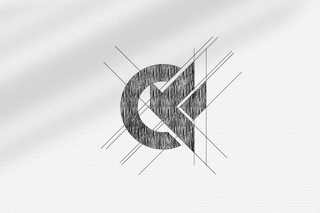 Maqueta de logotipo de dibujo a lápiz en papel punteado