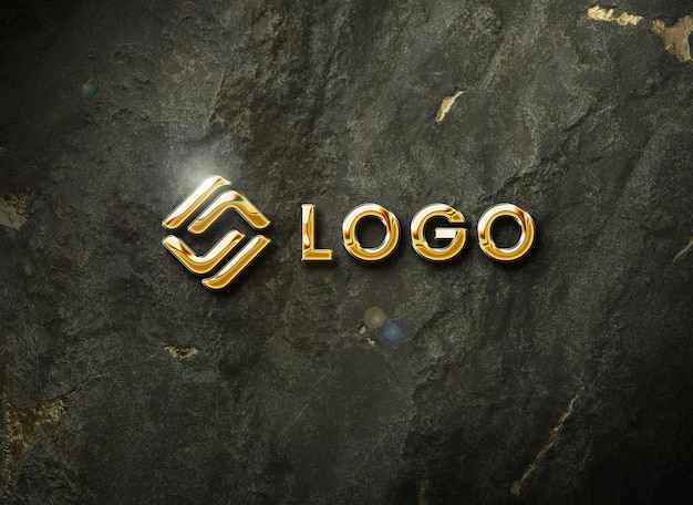 Maqueta de logotipo dorado 3d