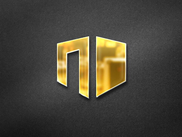 Maqueta de logotipo dorado de reflejo 3d