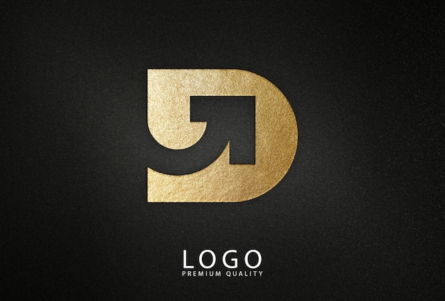 Maqueta de logotipo dorado en textura de pared