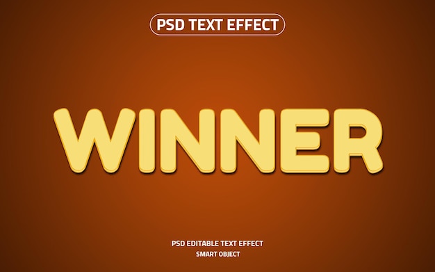 Maqueta de logotipo de efecto de texto editable de ganador