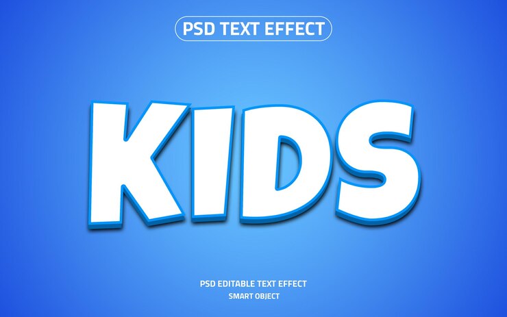 PSD maqueta de logotipo de efecto de texto editable para niños