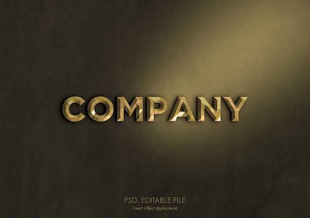 Maqueta de logotipo con efecto de texto metálico dorado