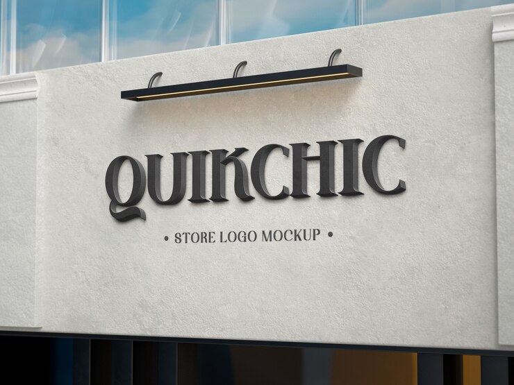 Maqueta del logotipo de la entrada de la tienda