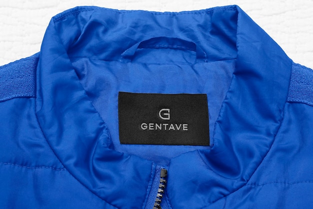 Maqueta de logotipo Etiqueta azul de chaqueta delgada