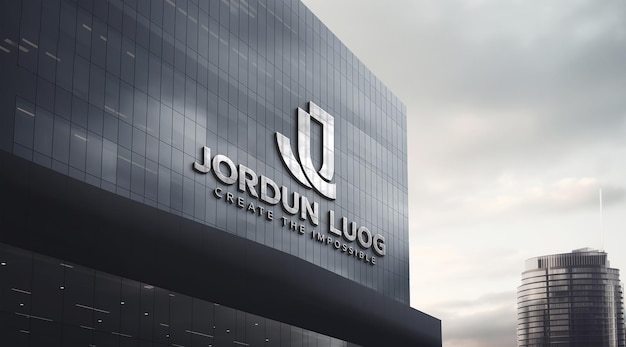 Maqueta del logotipo de la fachada de un edificio de oficinas