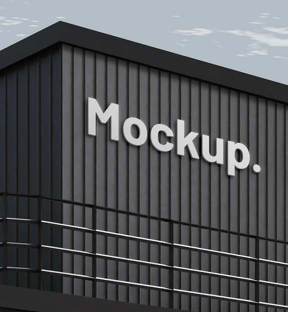 Maqueta del logotipo de la fachada de la tienda de contenedores