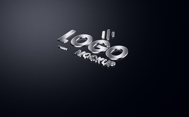 Una maqueta de logotipo con un fondo negro maqueta de logotipo de metal 3d