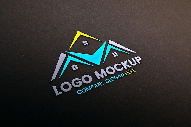 Maqueta del logotipo en un fondo de textura gris decorativo
