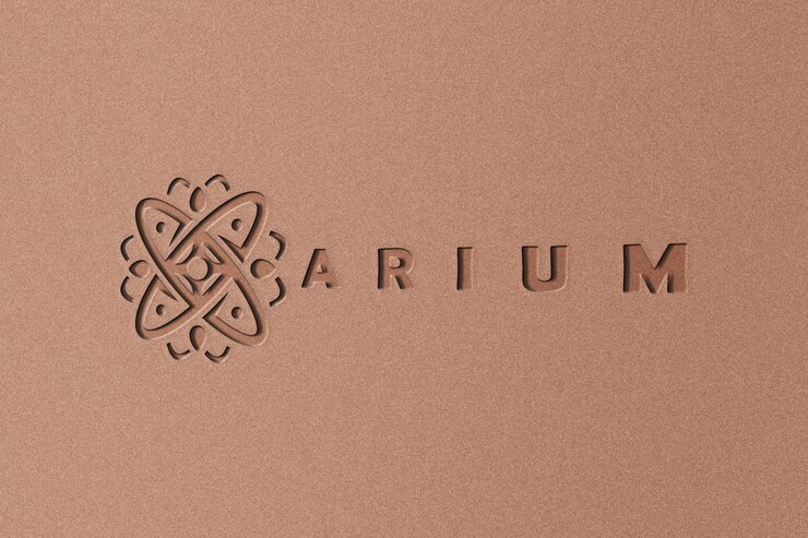 PSD maqueta de logotipo grabado en papel kraft