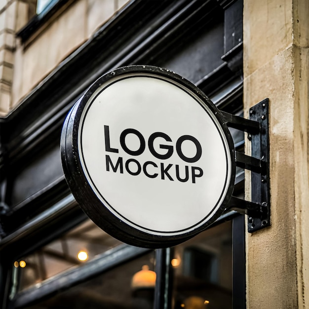 Maqueta del logotipo del letrero en la pared