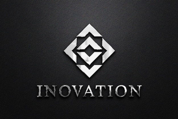 Maqueta del logotipo del letrero plateado