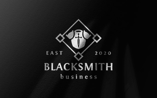 PSD maqueta de logotipo de lona negra arrugada