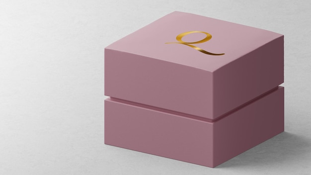 PSD maqueta de logotipo de lujo caja de reloj de joyería rosa