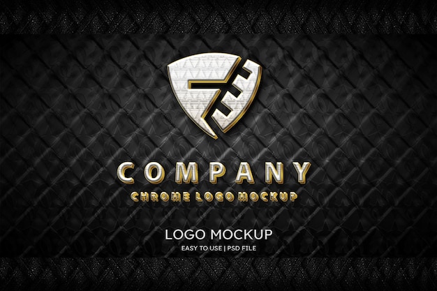 PSD maqueta de logotipo de lujo cromado