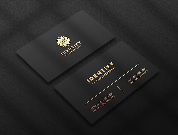 PSD maqueta de logotipo de lujo elegante en tarjeta de visita oscura