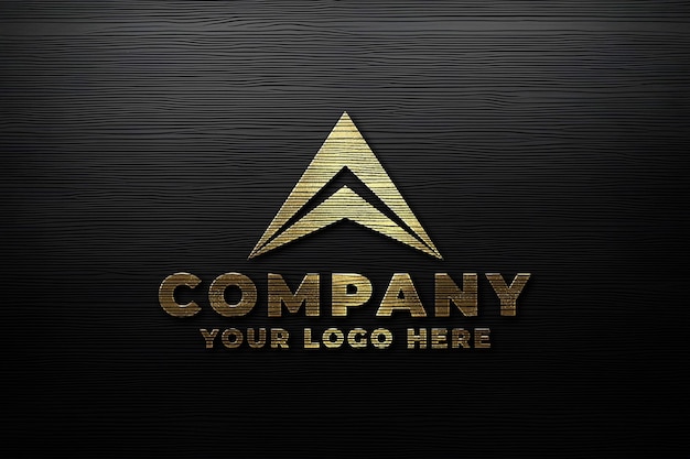 Maqueta de logotipo de lujo en la pared negra