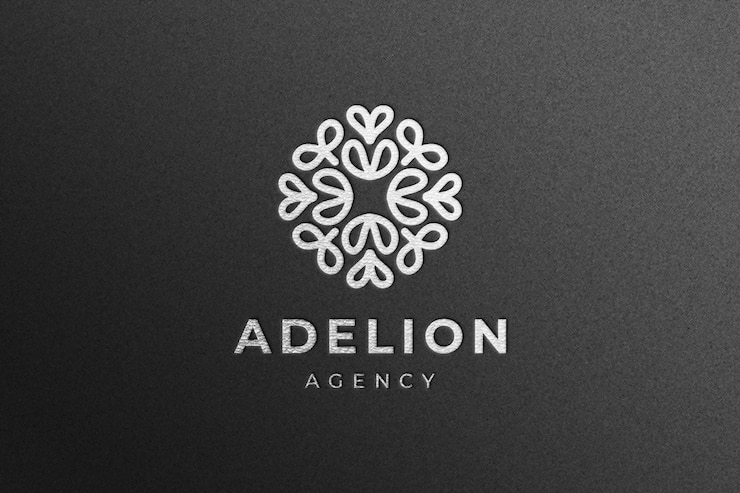 PSD maqueta del logotipo de lujo silver company en papel artesanal negro