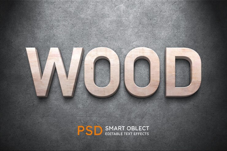 PSD maqueta de logotipo de madera 3d de texto editable de madera psd
