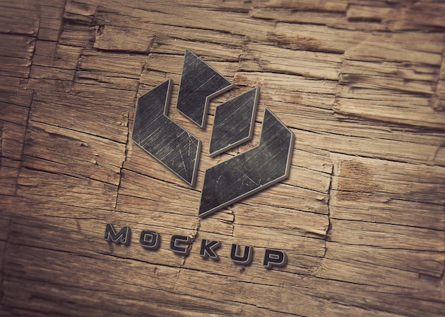Maqueta de logotipo de madera
