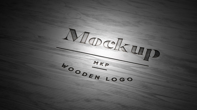 PSD maqueta de logotipo de madera