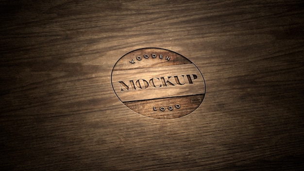 Maqueta de logotipo de madera