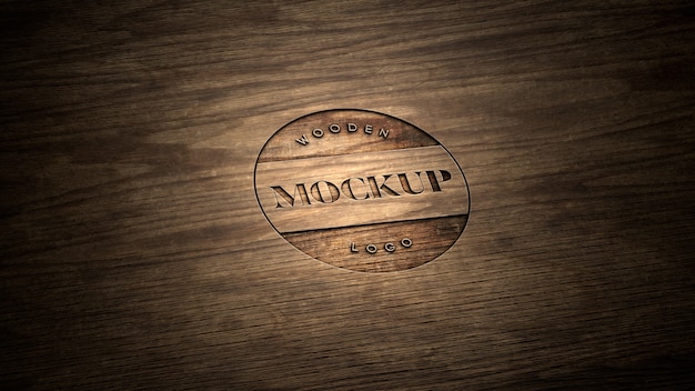 PSD maqueta de logotipo de madera