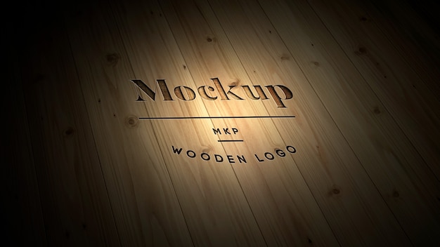 PSD maqueta de logotipo de madera